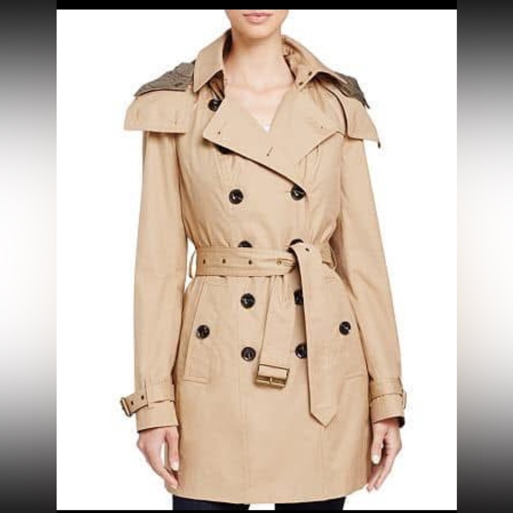 Burberry hooded Tan Trench Coat